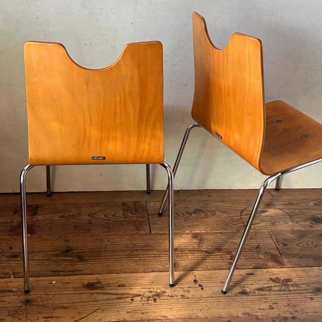 2脚セット ヴィンテージ プライウッド スタッキングチェア ①