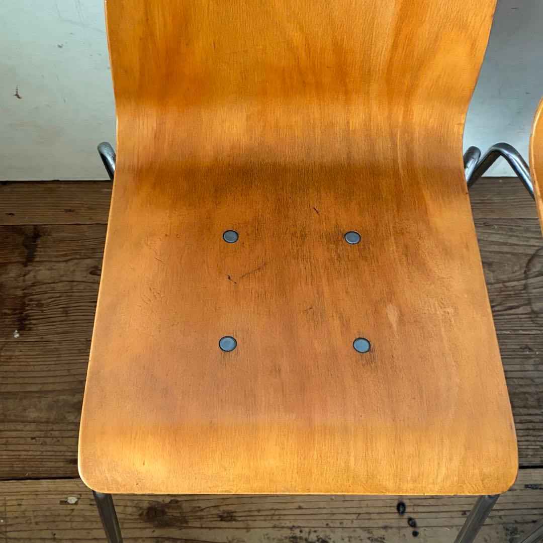 2脚セット ヴィンテージ プライウッド スタッキングチェア ①