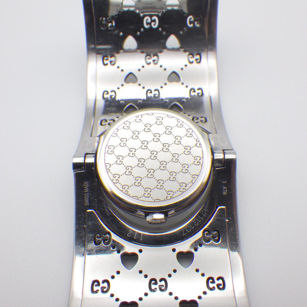 稼働 GUCCI グッチ トワール バングル腕時計 ハートデザイン ピンクシェル