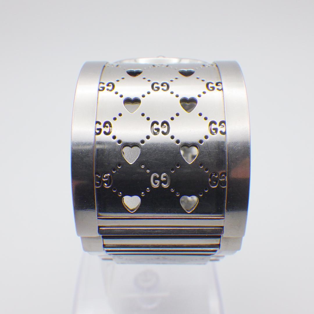 稼働 GUCCI グッチ トワール バングル腕時計 ハートデザイン ピンクシェル