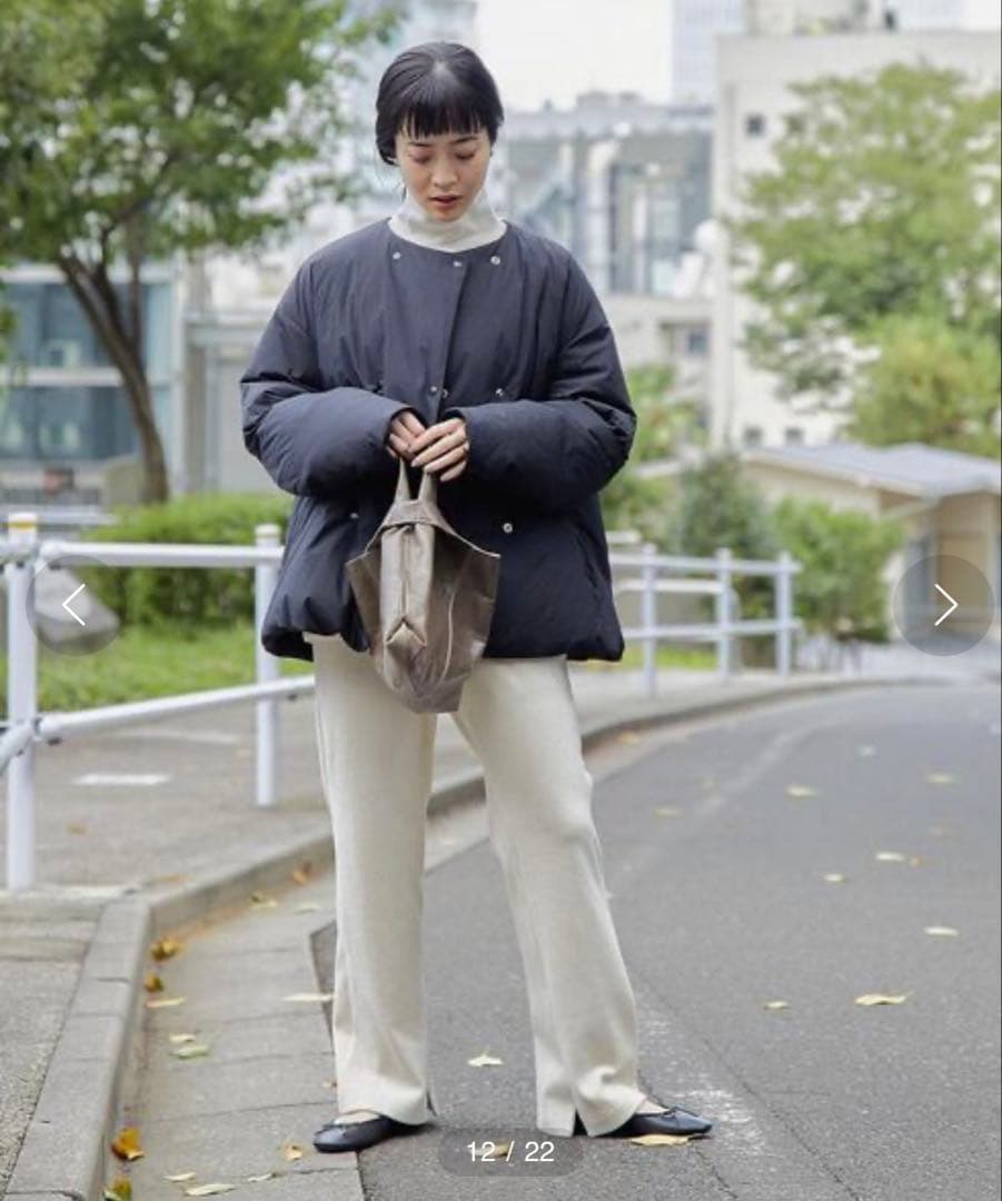 ステッチレス ノーカラー ダウンコート -撥水-