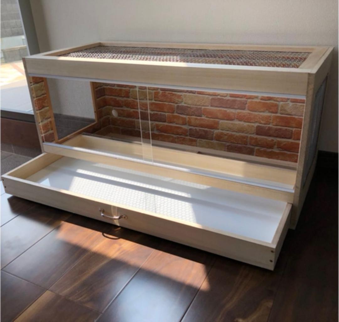 新品　木製ケージ　ハリネズミ　ハムスター　小動物　引出し付き　カスタムベースに！