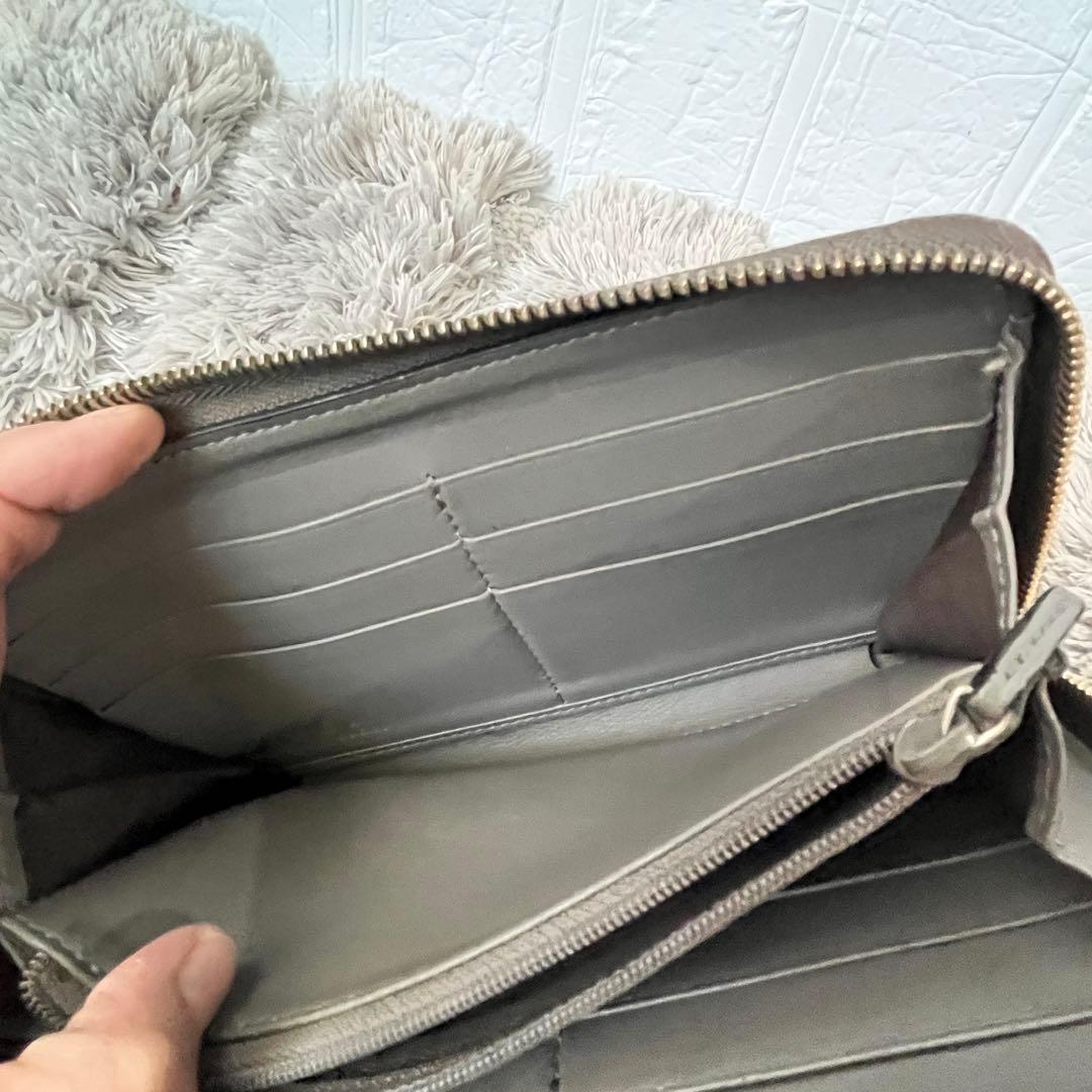 GUCCI マイクロシマ　ラウンドファスナー　グレー　長財布　メンズ　レディース