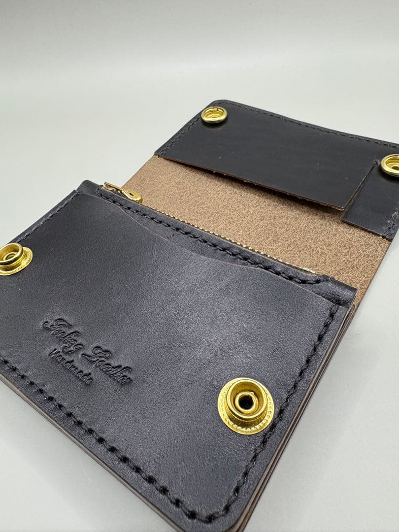 ショートトラッカーウォレット　ホースバット (MARYAM社)茶芯ブラック②