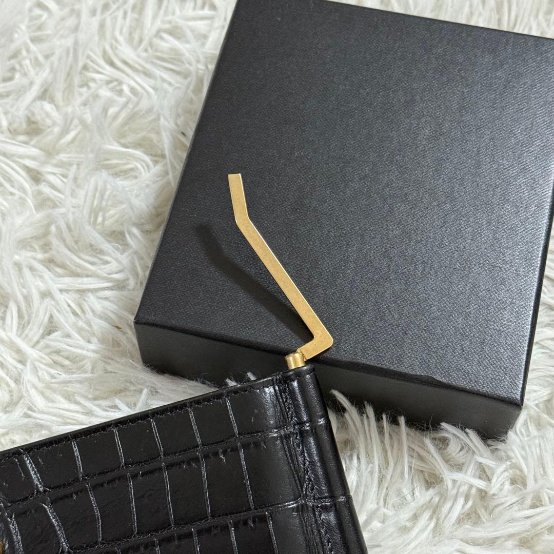 ⭐️新品未使用⭐️　サンローラン　YSL　カサンドラロゴ　クロコ型押　マネークリップ