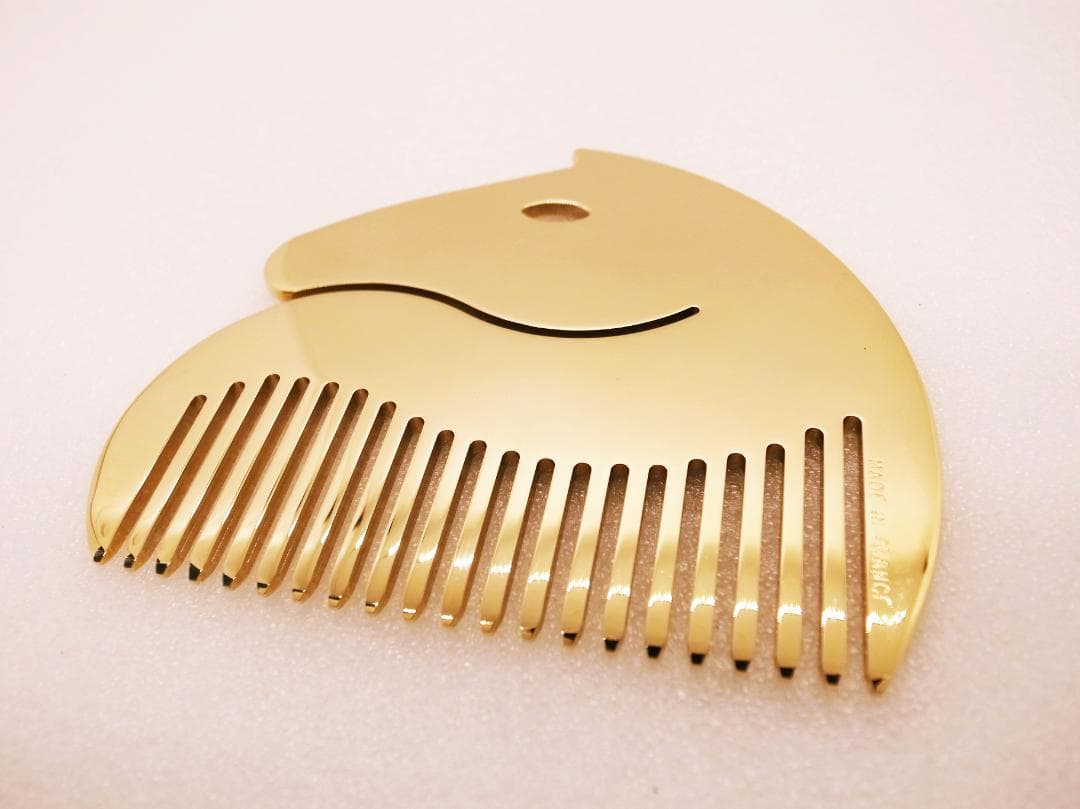 美品　HERMES　エルメス　シュバル　ホース　コーム　馬　くし　櫛　ゴールド
