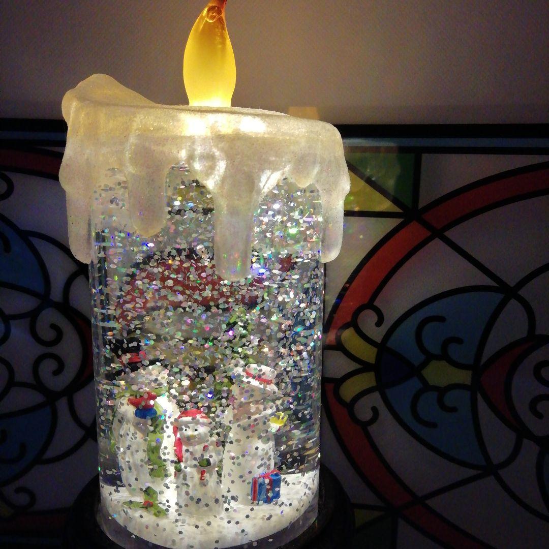 クリスマスイルミネーション台付きキャンドル置物　。