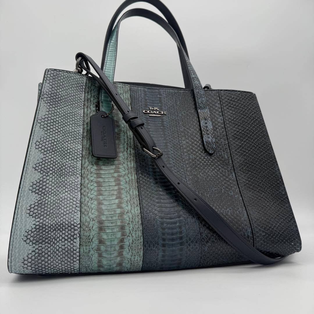 COACH チャーリーキャリーオール ヘビ革 ショルダーバッグ