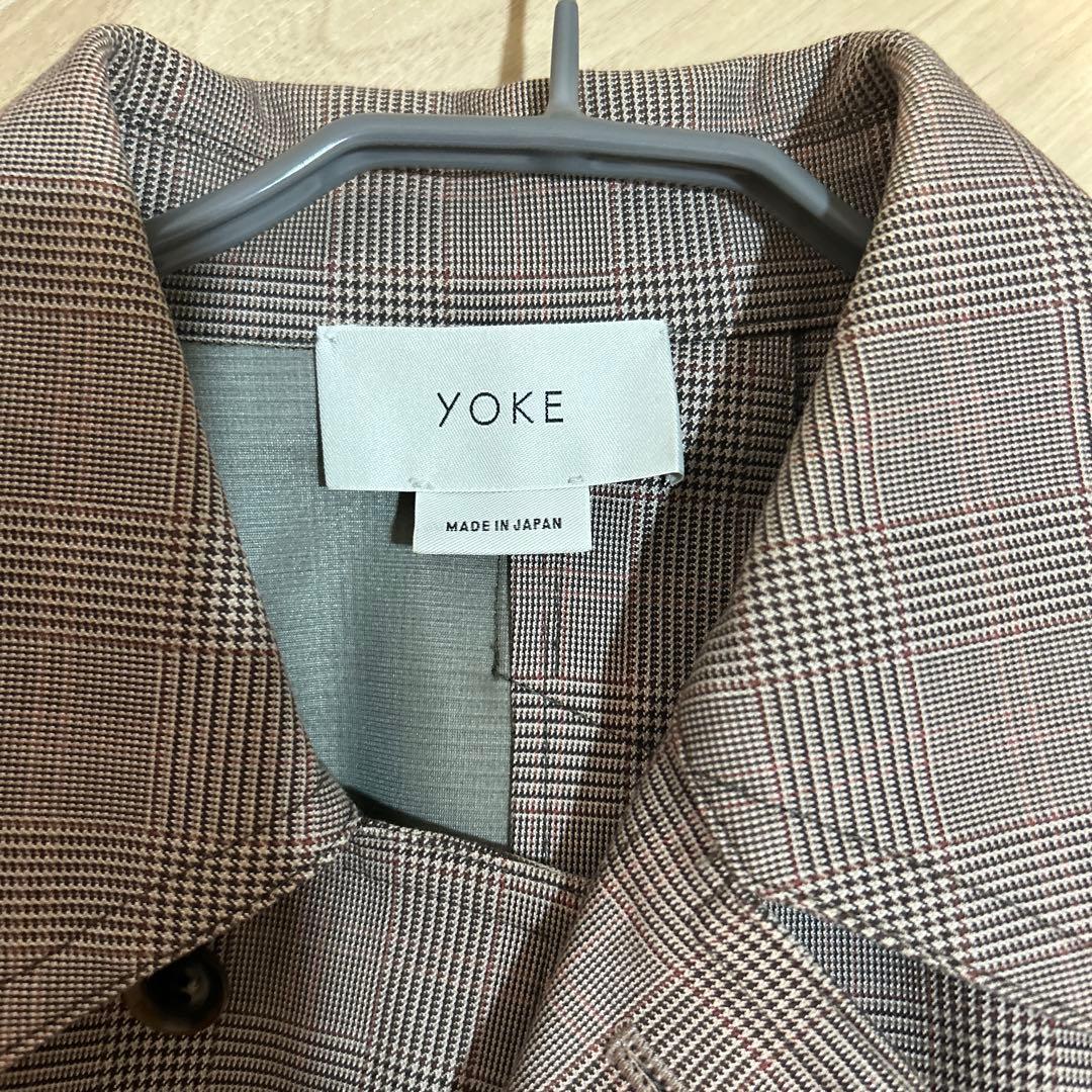 【美品】YOKE グレンチェックバルカラーコート
