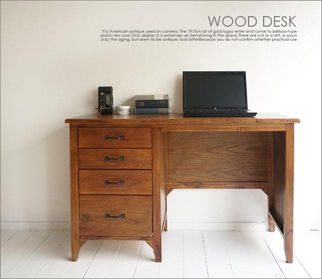 木製デスク/シンプルナチュラルウッド引き出し収納つきパソコンデスク