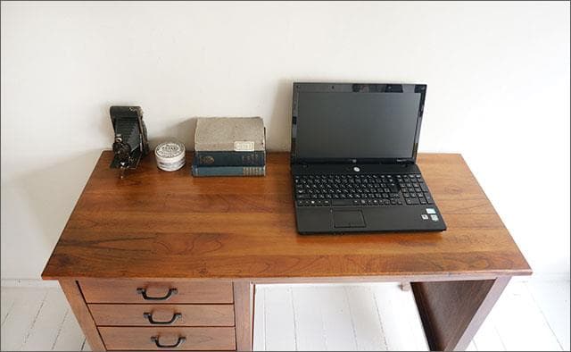木製デスク/シンプルナチュラルウッド引き出し収納つきパソコンデスク