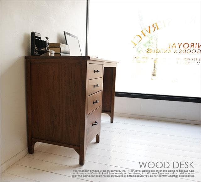 木製デスク/シンプルナチュラルウッド引き出し収納つきパソコンデスク