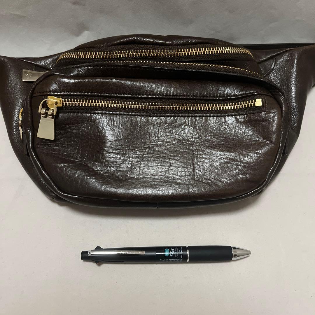 極美品 aniary レザーバッグ ウエストバッグ ショルダー ボディバッグ