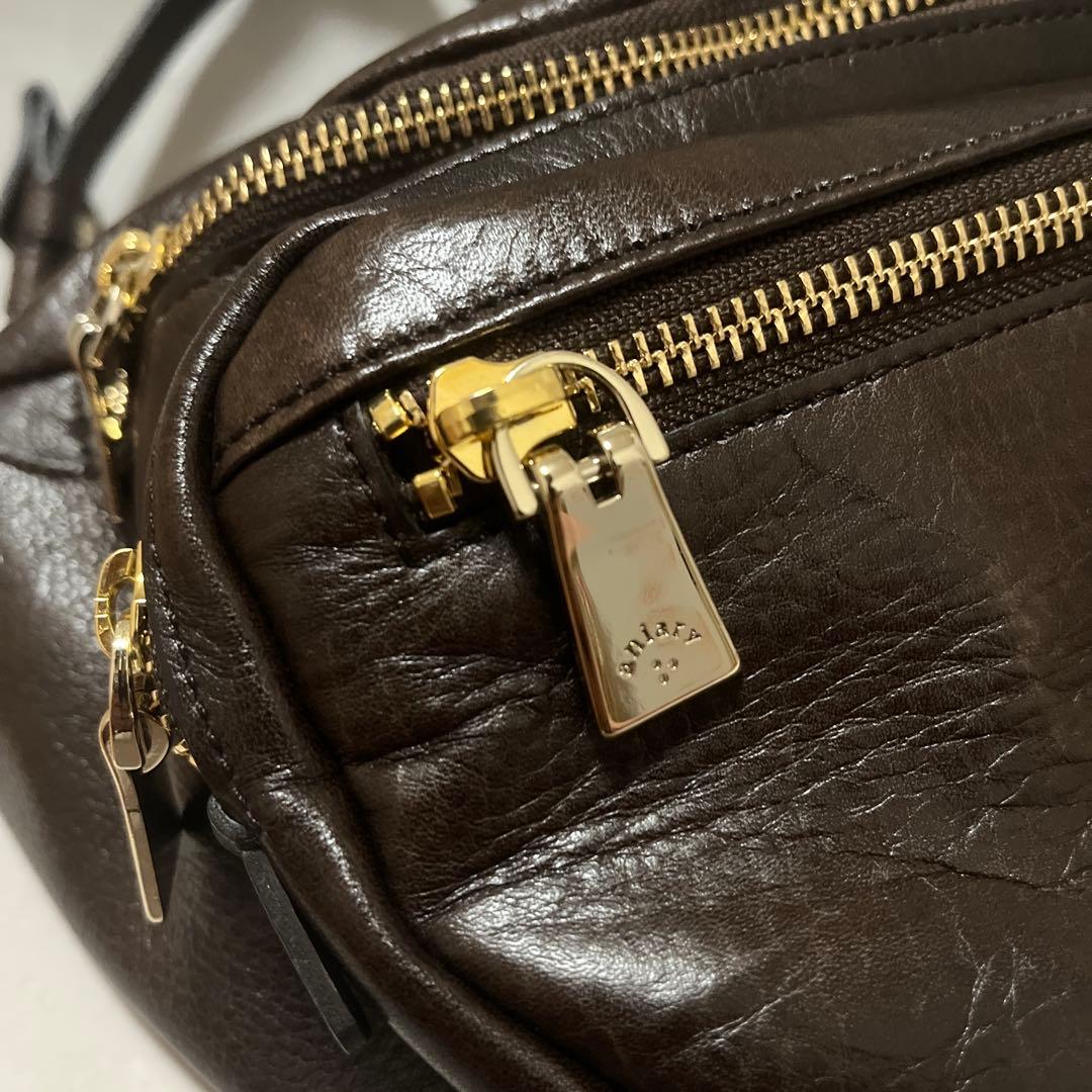 極美品 aniary レザーバッグ ウエストバッグ ショルダー ボディバッグ