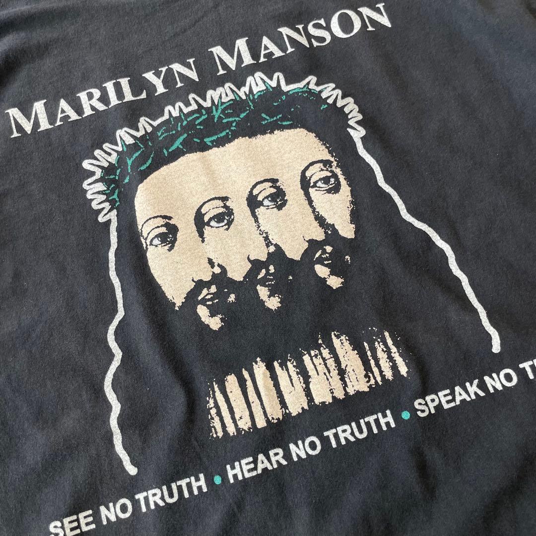 Marilyn Manson Believe Tシャツ 褪黒 XL