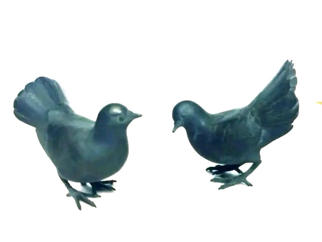 銅製:夫婦鳩置物