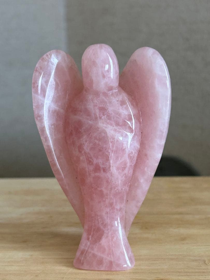 高品質【天然石】ローズクォーツ 天使 エンジェル 置物 彫物❣️