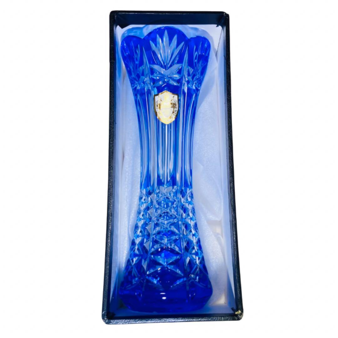 KAMEI GLASS シュヴァリエ Chevalier クリスタル花瓶 ブルー