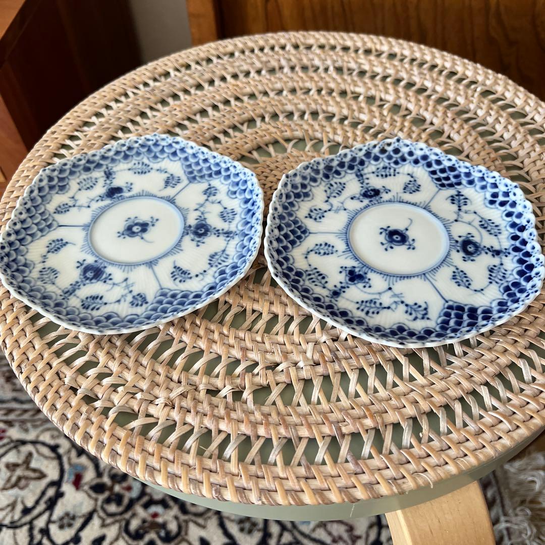 レア物希少ブルーフルーテッド フルレースカップ ソーサー皿のみ２枚