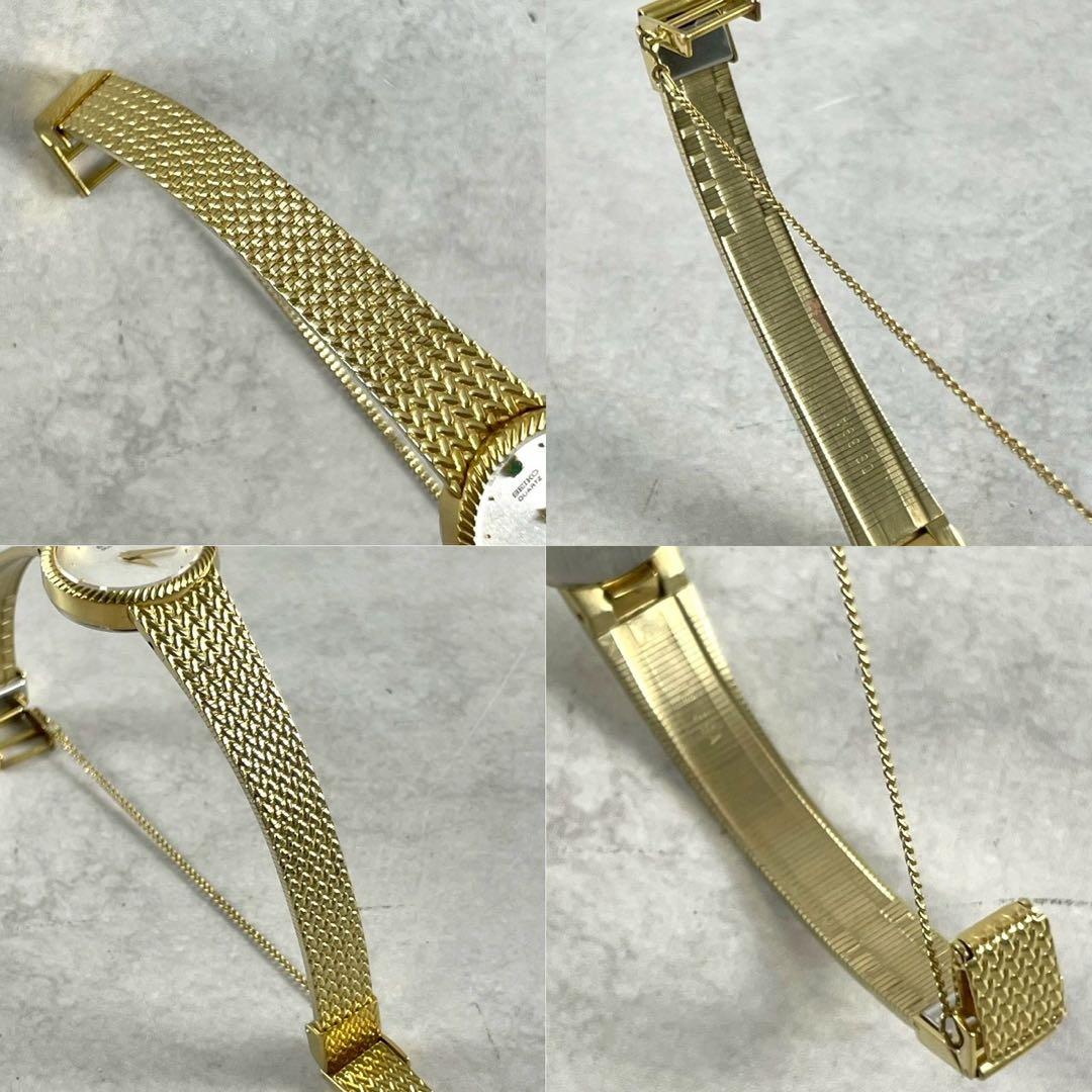 美品✨ SEIKO クォーツ ゴールド レディース ブレス 稼働 石付 ラウンド