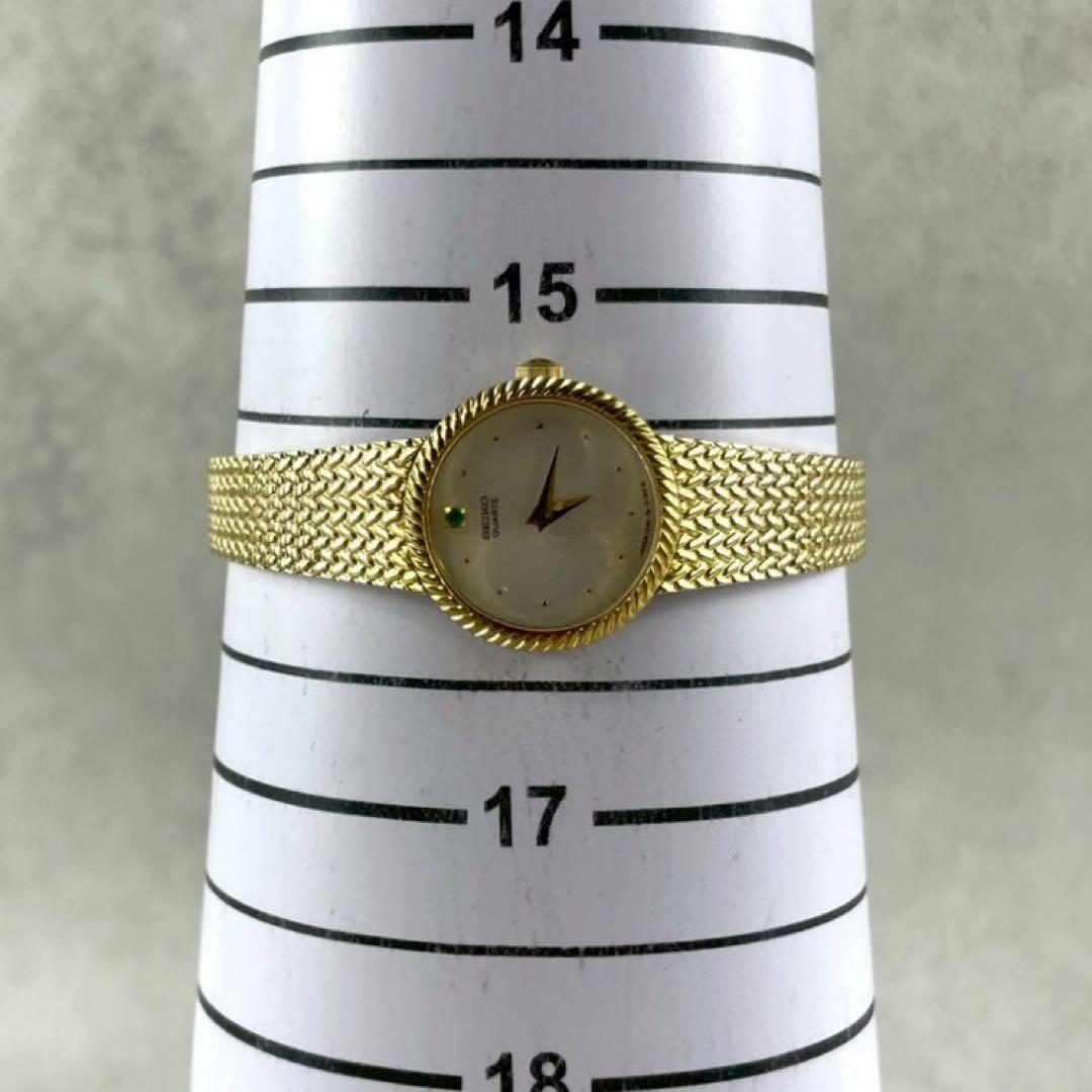 美品✨ SEIKO クォーツ ゴールド レディース ブレス 稼働 石付 ラウンド