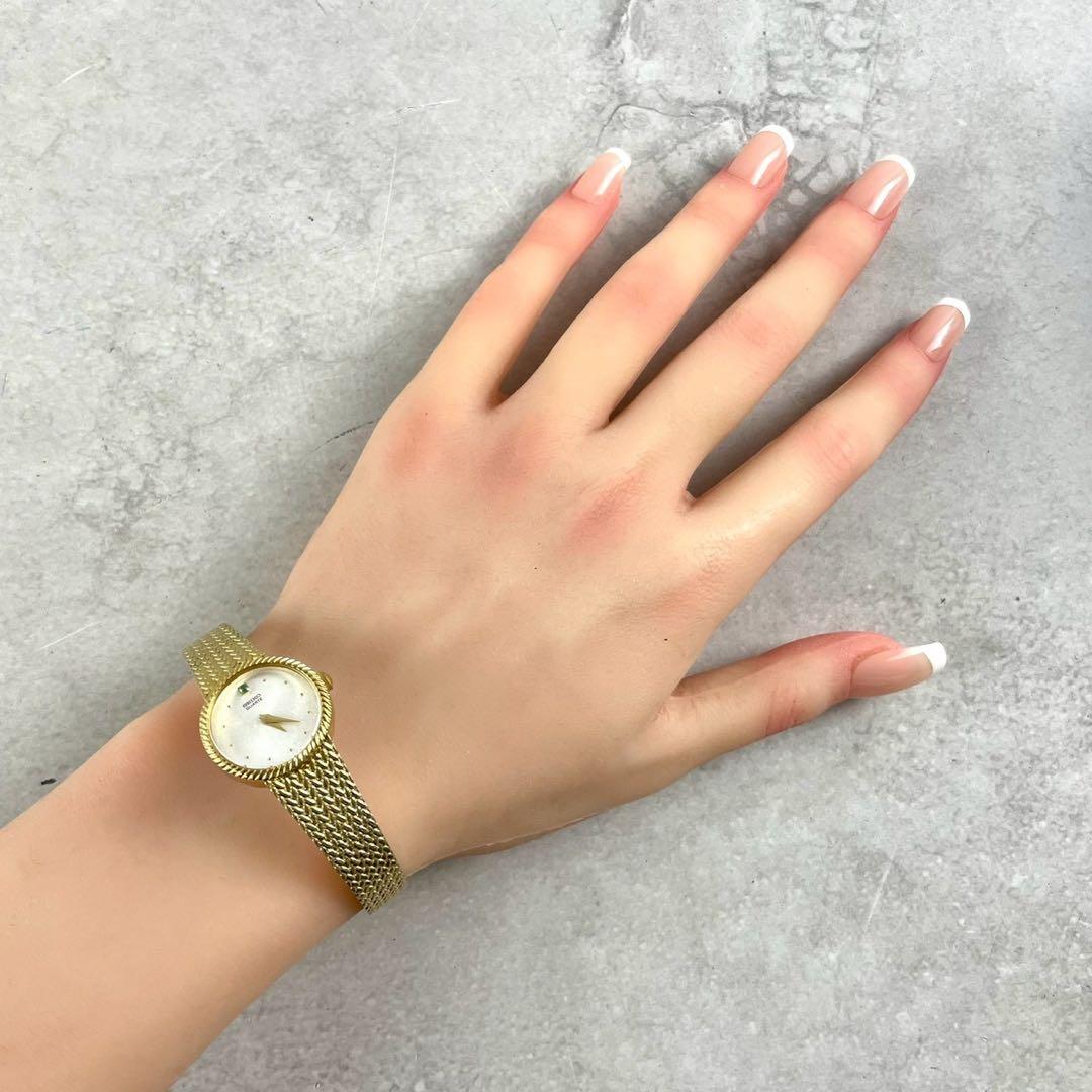 美品✨ SEIKO クォーツ ゴールド レディース ブレス 稼働 石付 ラウンド