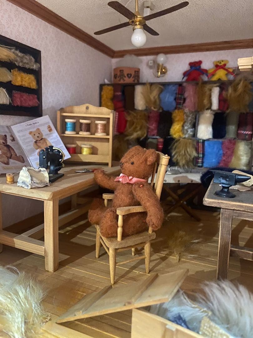 希少 特大 作家さん ドールハウス テディベア 手芸屋さん ミニチュア