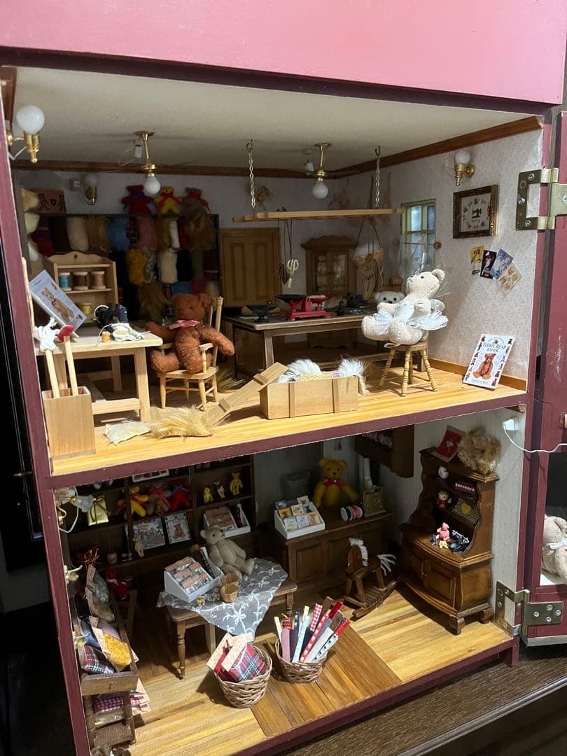 希少 特大 作家さん ドールハウス テディベア 手芸屋さん ミニチュア