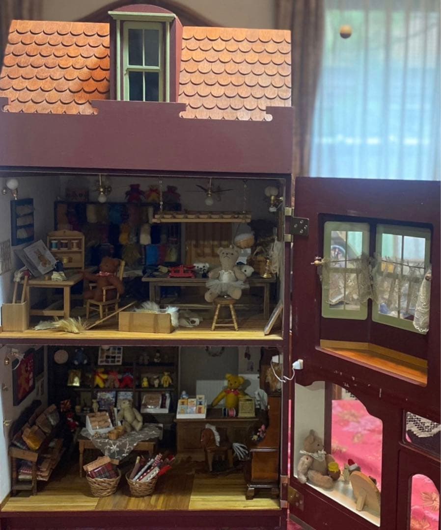 希少 特大 作家さん ドールハウス テディベア 手芸屋さん ミニチュア