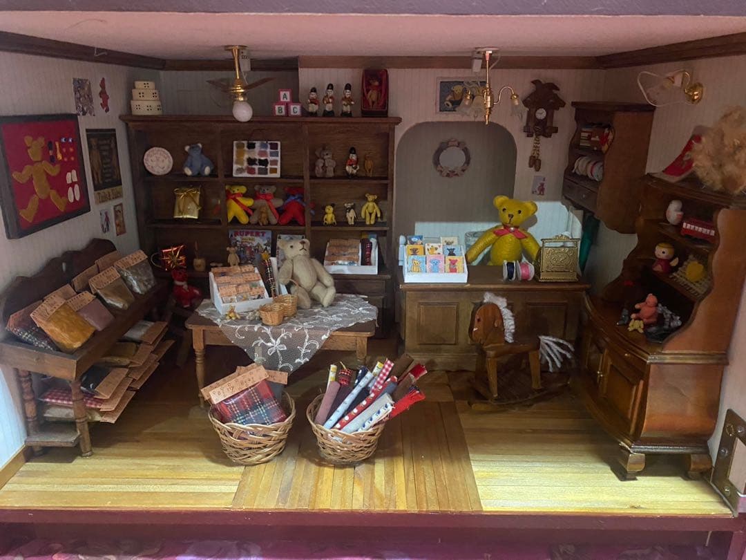 希少 特大 作家さん ドールハウス テディベア 手芸屋さん ミニチュア