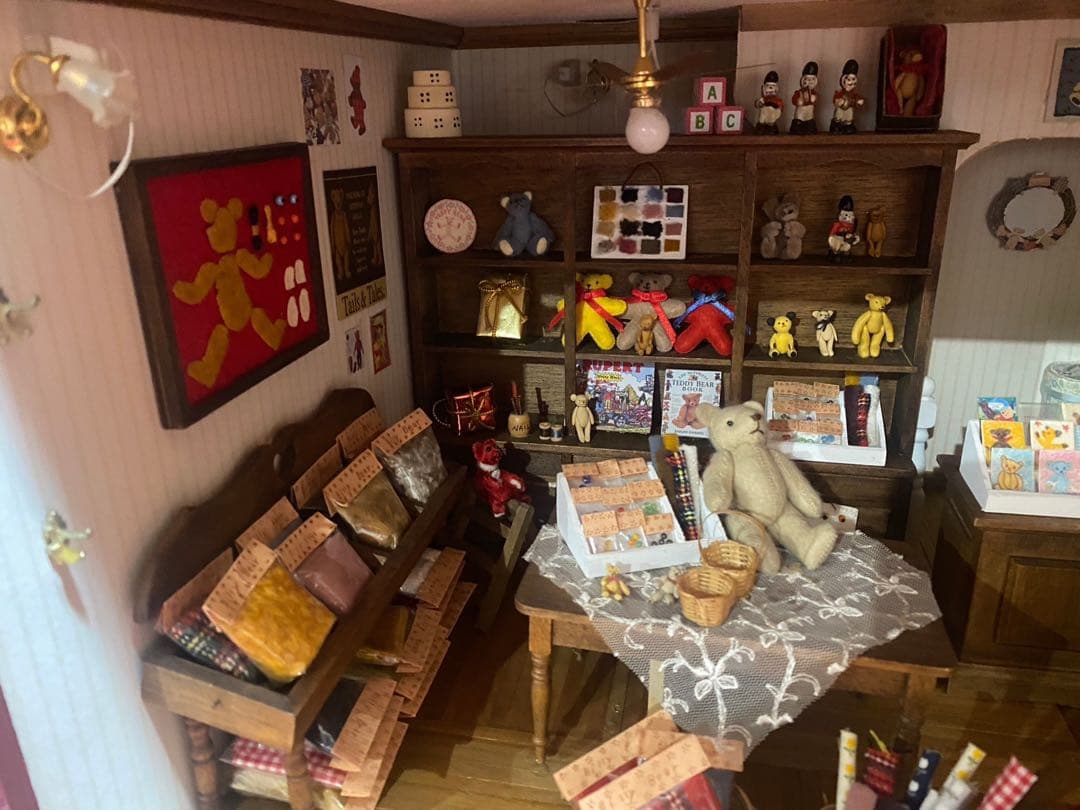 希少 特大 作家さん ドールハウス テディベア 手芸屋さん ミニチュア