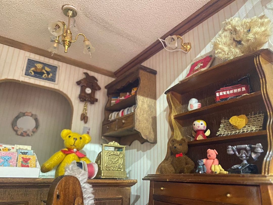 希少 特大 作家さん ドールハウス テディベア 手芸屋さん ミニチュア