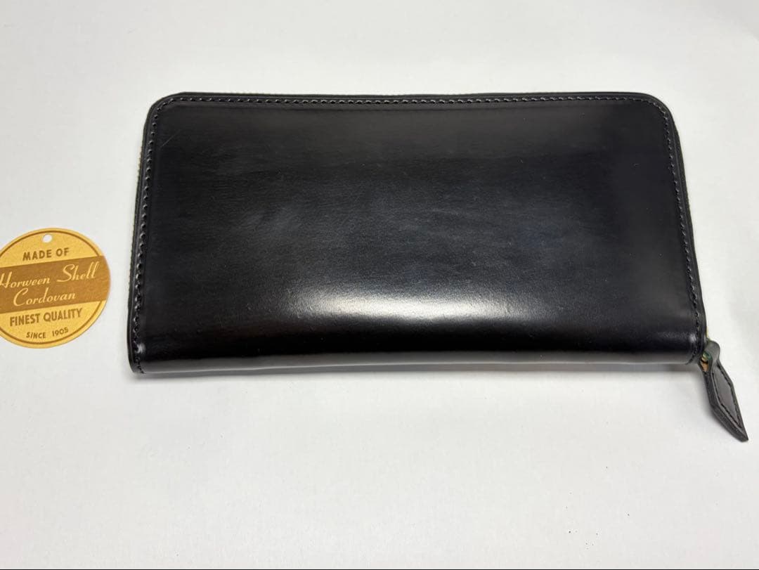 Flathority シェルコードバン ラウンド長財布 黒