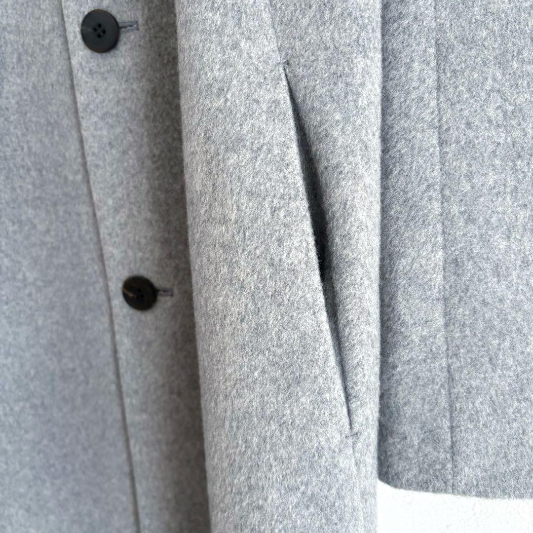 GALERIE VIE カシミヤビーバー ノーカラーコート グレー