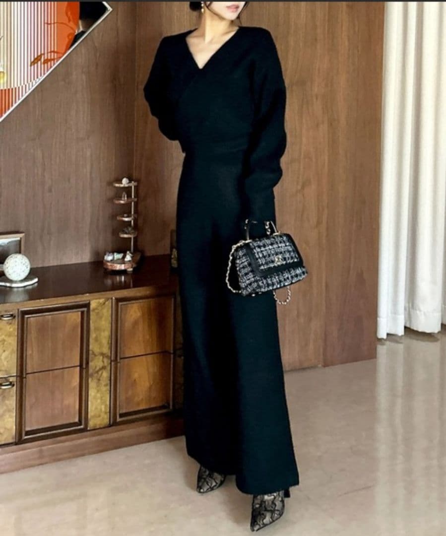 　PARTY　カシュクールニットオールインワン