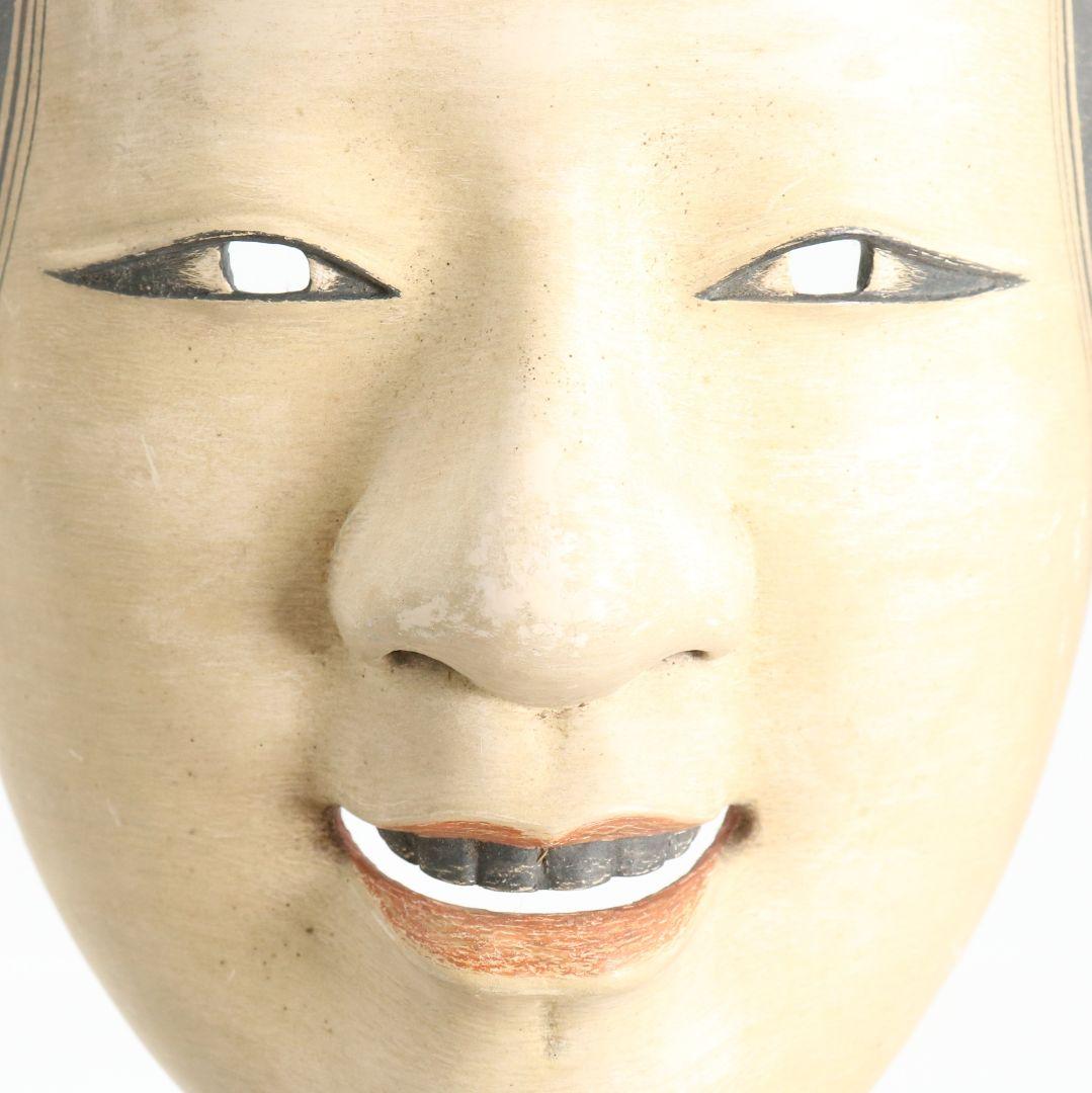 在銘 能面 若女 彩色木彫　AC1019