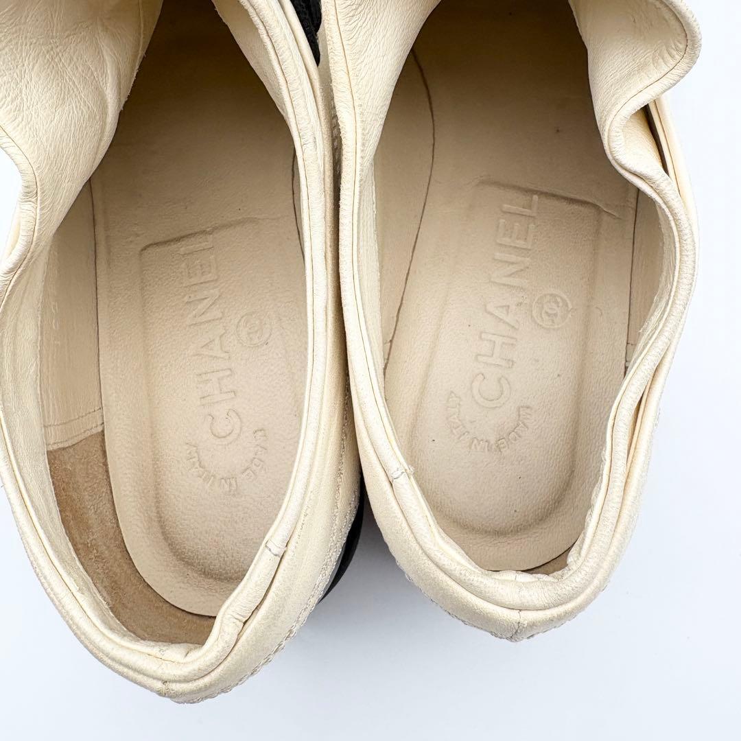 CHANEL シャネル ココマーク スニーカー 37 アイボリー 黒