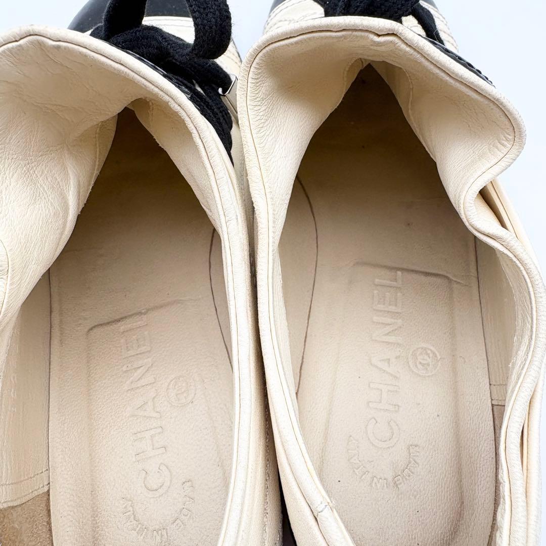 CHANEL シャネル ココマーク スニーカー 37 アイボリー 黒