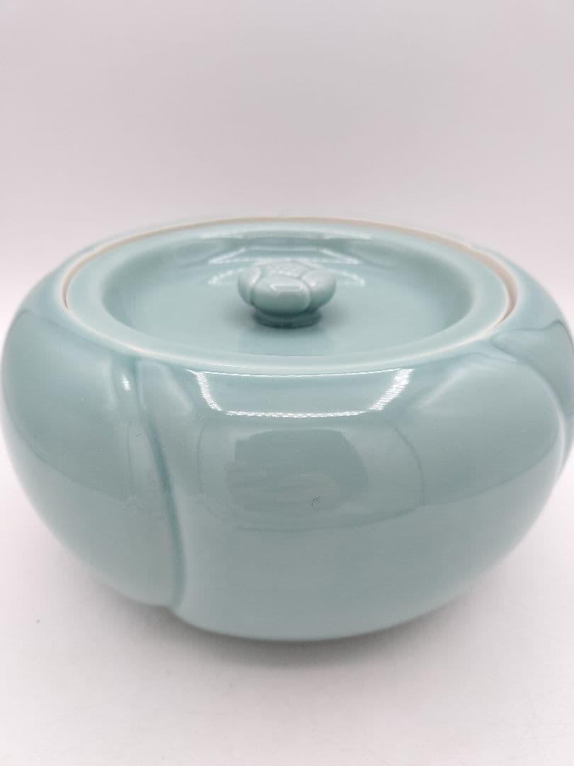 c911 水指 青磁捻梅 桜峰作 木箱 茶道具 古物