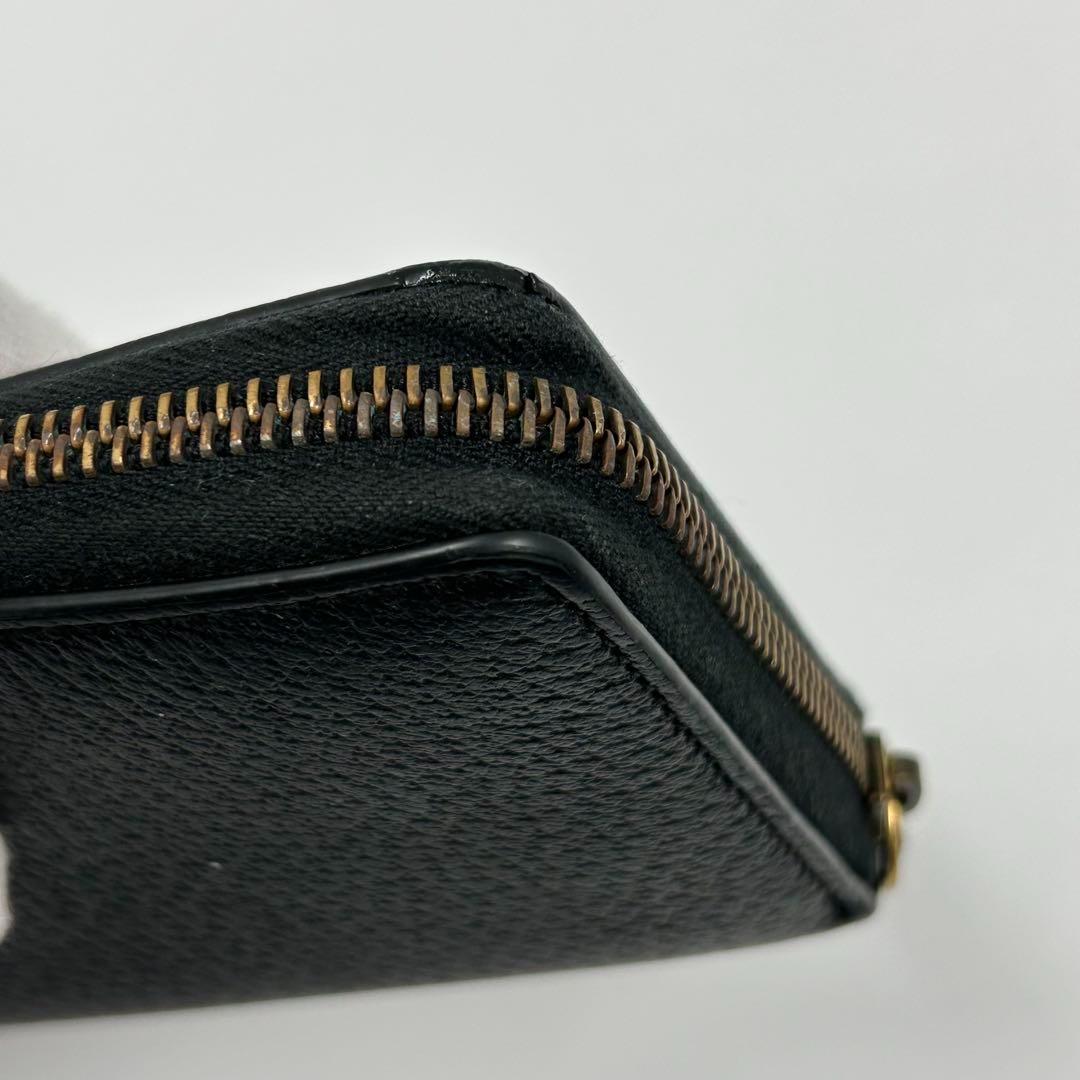 【GUCCI】長財布 メタルビー 蜂 ラウンドファスナー アニマリエ レザー 黒