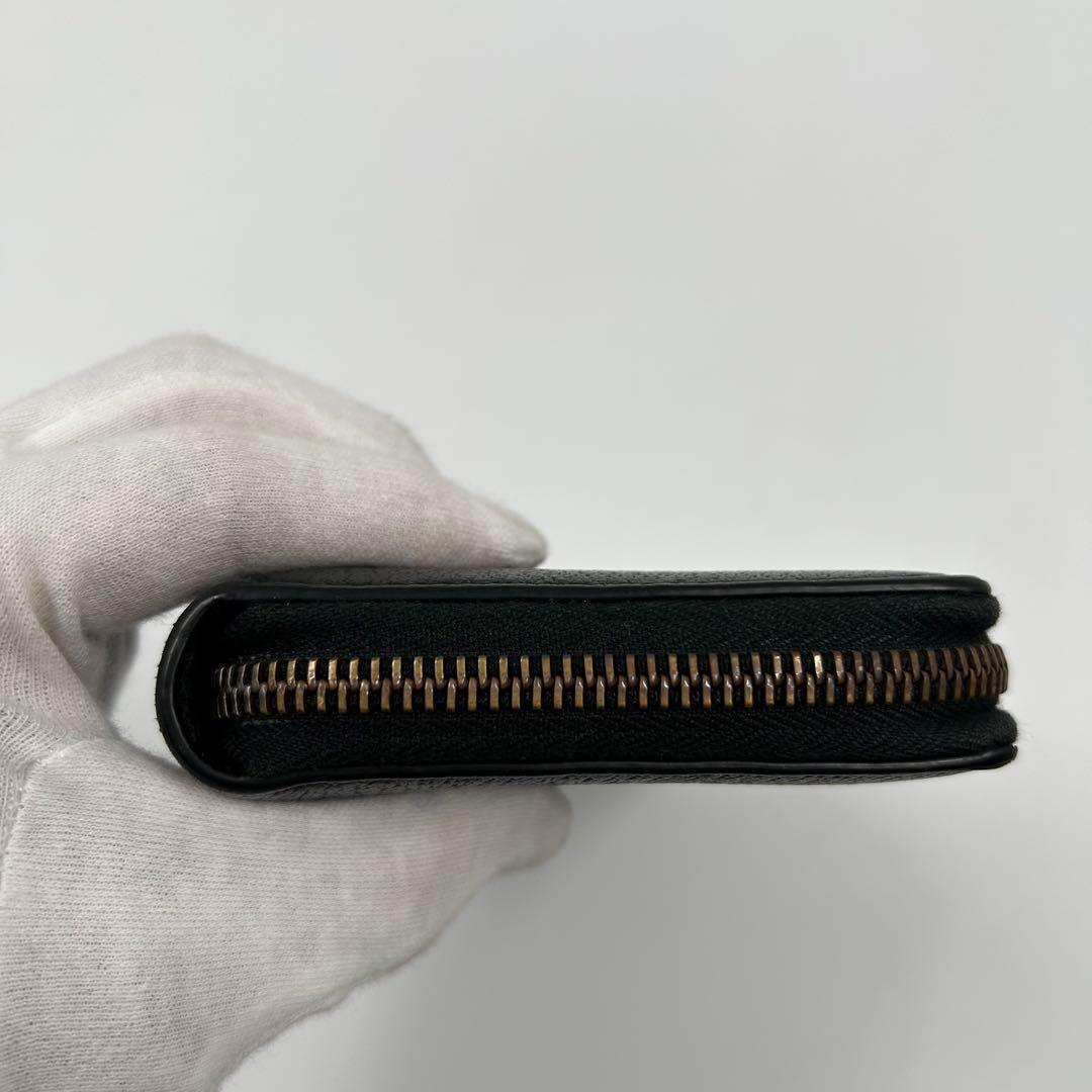 【GUCCI】長財布 メタルビー 蜂 ラウンドファスナー アニマリエ レザー 黒