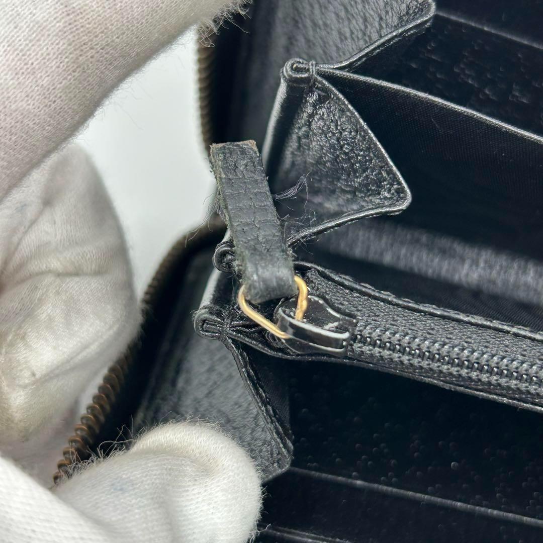 【GUCCI】長財布 メタルビー 蜂 ラウンドファスナー アニマリエ レザー 黒