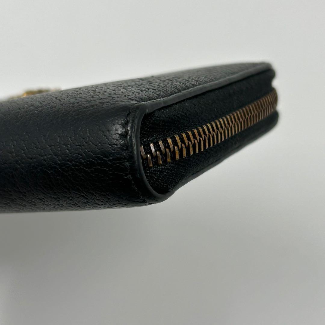 【GUCCI】長財布 メタルビー 蜂 ラウンドファスナー アニマリエ レザー 黒