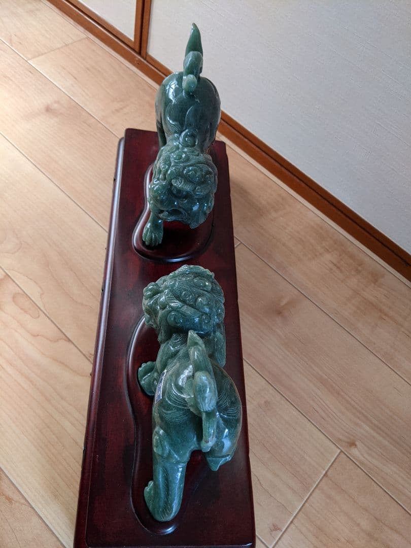 ★獅子2頭 置物 アベンチュリン翡翠☆期間限定お値下げ☆