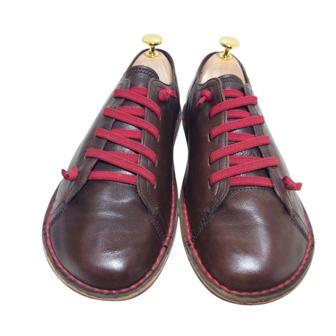 カンペール PEU CAMI ペウカミ レザー シューズ 40 ゴム紐 ブラウン