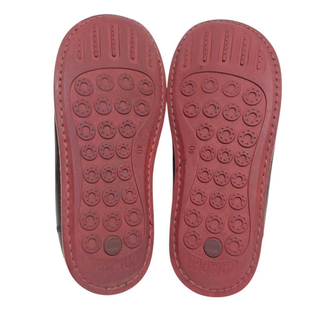 カンペール PEU CAMI ペウカミ レザー シューズ 40 ゴム紐 ブラウン