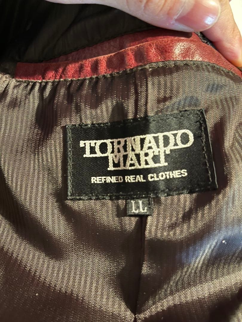 ジャケット・アウター TornadoMart Red Leather Belted Long Coat