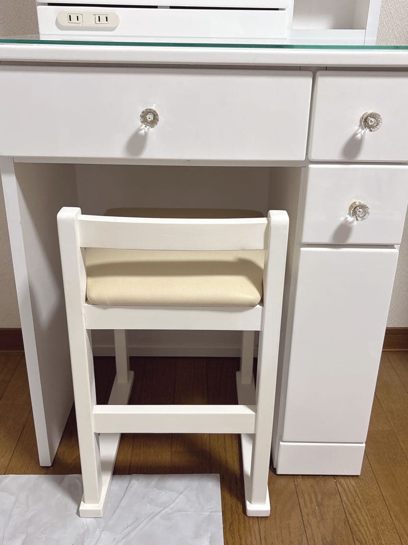 ドレッサー 幅60cm 楽天１位 白 ホワイト クリスタル取手　送料込み