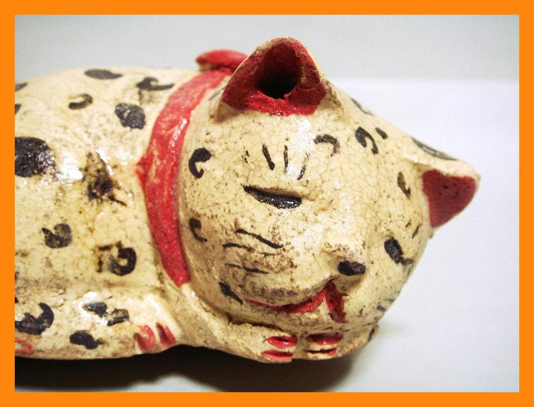 mf611⑤『ユキヒョウ 眠り猫』陶器　/骨董品 古美術 アンティーク 古玩