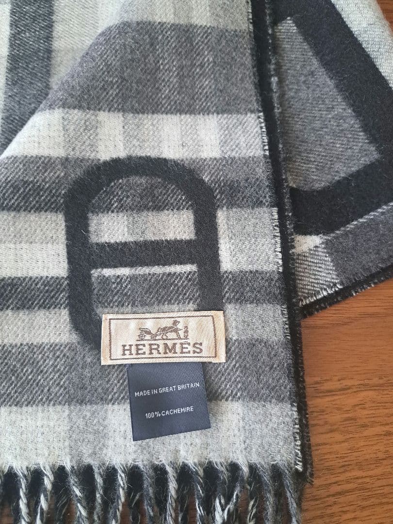 HERMES　カシミアマフラー　シェーヌダンクル